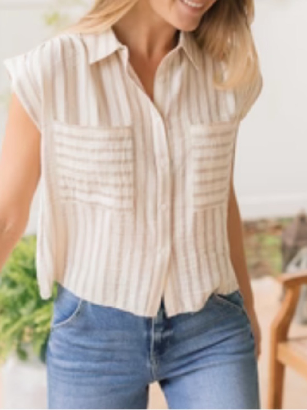 Neuflora Leola striped button down top